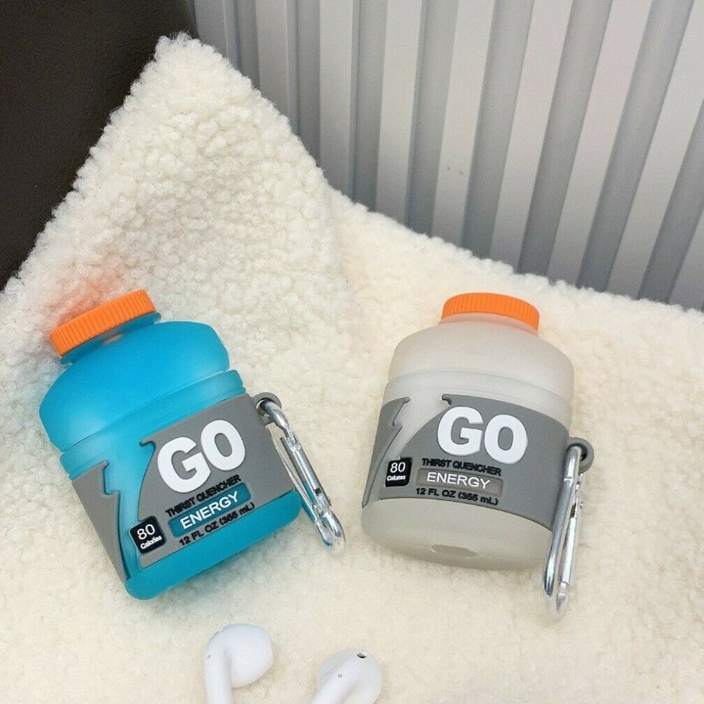 JINGER For AirPods 2 / 1 Silicone Case/Keychain Energy Drink